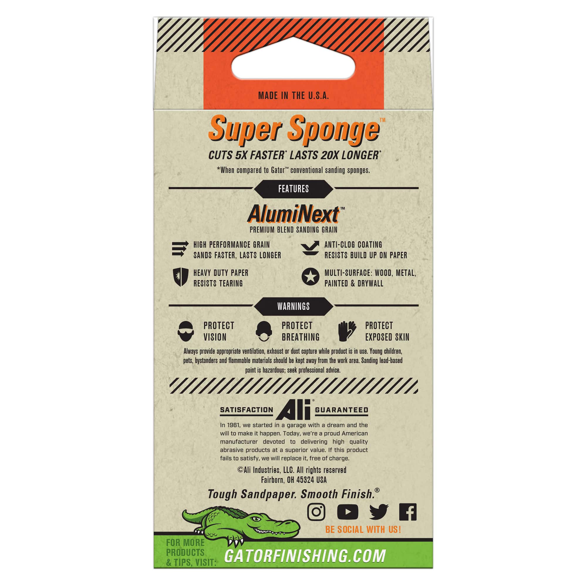 Gator® Super Sponge™ Fine 120 Grit Sanding Sponge